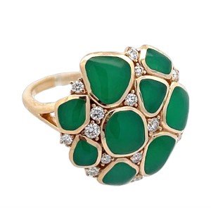 Kabana 14kt Yellow Gold Chrysoprase And Diamond Freeform Cluster Ring