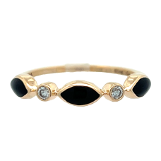 Kabana 14kt Yellow Gold Onyx And Diamond Band Ring