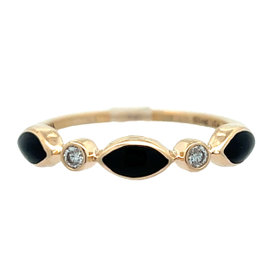 Kabana 14kt Yellow Gold Onyx And Diamond Band Ring