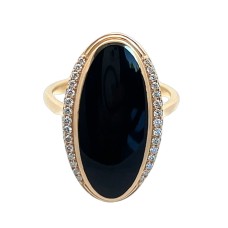 Kabana 14kt Yellow Gold Onyx And Diamond Halo Ring