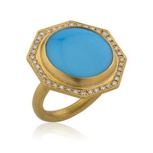 Lika Behar 24kt Yellow Gold Turquoise And Diamond "Skye" Ring