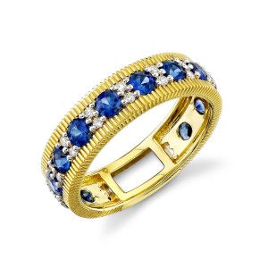 Sloane Street 18kt Yellow Gold Sapphire And Diamond Band Ring
