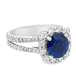 Peter Storm 14kt White Gold Sapphire And Diamond Halo Ring