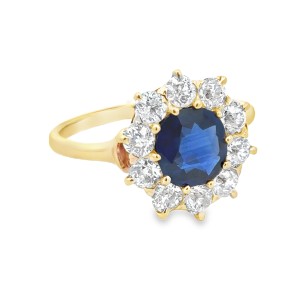 Estate 14kt Yellow Gold Sapphire And Diamond Ring