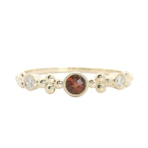 14kt Yellow Gold Garnet And Diamond Stackable Band Ring