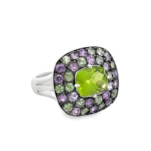 Christophe Danhier 18kt White Gold Peridot And Sapphire Ring