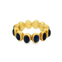 Estate 21kt Yellow Gold Sapphire Cabochon Eternity Band Ring