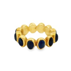 Estate 21kt Yellow Gold Sapphire Cabochon Eternity Band Ring