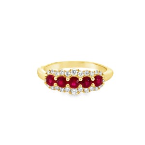 Christophe Danhier 18kt Yellow Gold Ruby And Diamond Halo Ring