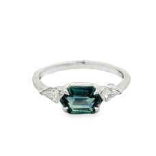 14kt White Gold Montana Sapphire And Diamond Ring