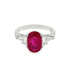 Platinum Oval Ruby And Diamond Ring