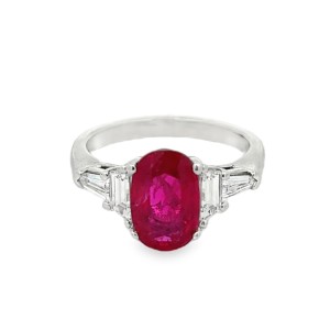 Platinum Oval Ruby And Diamond Ring