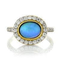 Sloane Street 18kt Yellow Gold Opal And Diamond Halo Ring