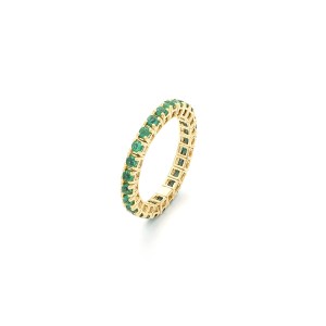 Facet Barcelona 18kt Yellow Gold Expandable Emerald Eternity Band