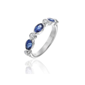 Gumuchian 18kt White Gold "Marbella" Sapphire And Diamond Band Ring