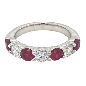 14kt White Gold Sapphire And Diamond Seven-stone Band Ring