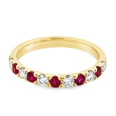 14kt Yellow Gold Ruby And Diamond Eleven-stone Band Ring