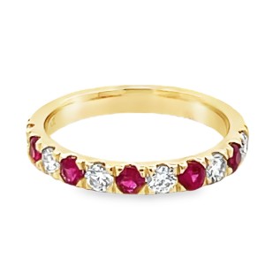 14kt Yellow Gold Ruby And Diamond Eleven-stone Band Ring
