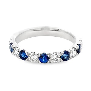 14kt White Gold Sapphire And Diamond Eleven-stone Band Ring