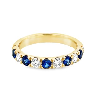 14kt Yellow Gold Sapphire And Diamond Eleven-stone Band Ring