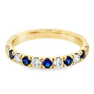 14kt Yellow Gold Sapphire And Diamond Eleven-stone Band Ring