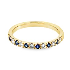 14kt Yellow Gold Sapphire And Diamond Thirteen-stone Band Ring