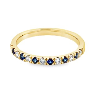 14kt Yellow Gold Sapphire And Diamond Thirteen-stone Band Ring