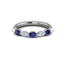 Vlora 14kt White Gold Seven-stone Sapphire And Diamond Band Ring
