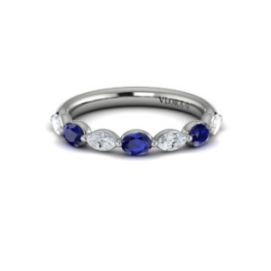 Vlora 14kt White Gold Seven-stone Sapphire And Diamond Band Ring