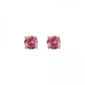 14kt White Gold 5mm Round Pink Tourmaline Stud Earrings