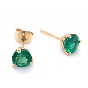 14kt Yellow Gold 1.03-carat Emerald Stud Earrings