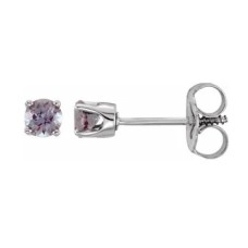 14kt White Gold 3mm Lab Created Alexandrite Stud Earrings