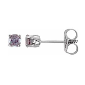 14kt White Gold 3mm Lab Created Alexandrite Stud Earrings