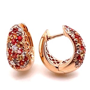 Christophe Danhier 18kt Rose Gold Orange Sapphire And Diamond Earrings