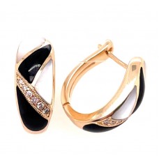 Kabana 14kt Yellow Gold Black Onyx, Mother-of-pearl And Diamond Hoop Earrings