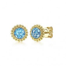 Gabriel & Co, 14kt Yellow Gold Blue Topaz Stud Earrings