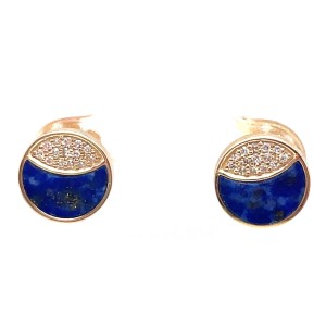 Facet Barcelona 14kt Yellow Gold Lapis And Diamond Earrings