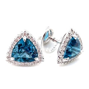 Christophe Danhier 18kt White Gold Blue Topaz And Diamond Earrings