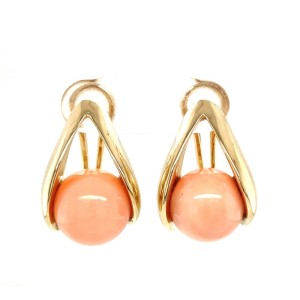 Estate 14kt Yellow Gold Coral Bead Earrings