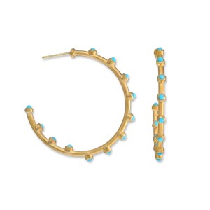 Lika Behar 22kt Yellow Gold And Turquoise "Dima" Medium Hoop Earrings