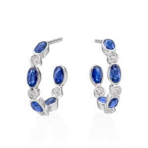 Gumuchian 18kt White Gold "Marbella" Sapphire And Diamond Hoop Earrings