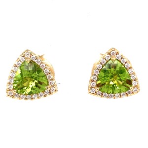 Christophe Danhier 18kt Yellow Gold Peridot And Diamond Earrings