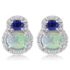 Parle 14kt White Gold Opal, Sapphire And Diamond Earrings