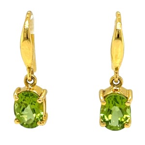 Estate 18kt Yellow Gold Peridot Dangle Earrings