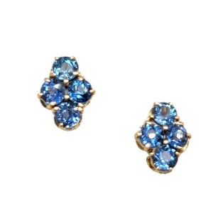 Estate 14kt Yellow Gold Sapphire Cluster Earrings