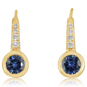 Parle 14kt Yellow Gold Montana Sapphire And Diamond Drop Earrings