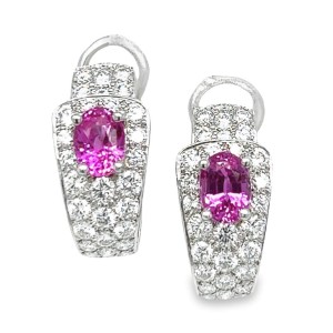 Gumuchian Platinum Pink Sapphire And Diamond "buckle" Earrings