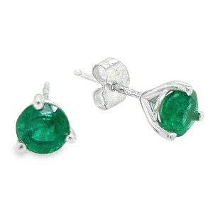 14kt White Gold 1.23-carat Emerald Stud Earrings