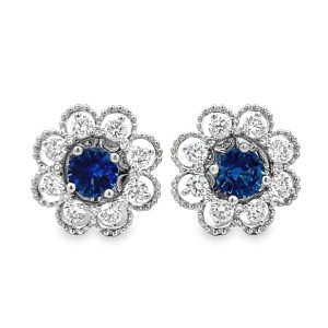 18kt White Gold Sapphire Earrings And Diamond Circle Jackets