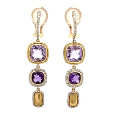 Sloane Street 18kt Yellow Gold Amethyst And Diamond Dangle Earrings